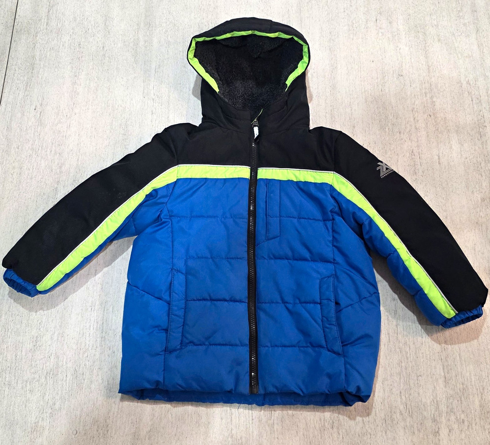 ZeroXposur Boys Winter Puffer Jacket Size 5/6 Blue Black Hooded Coat